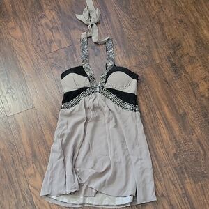 Bebe Black and Gray Halter dress